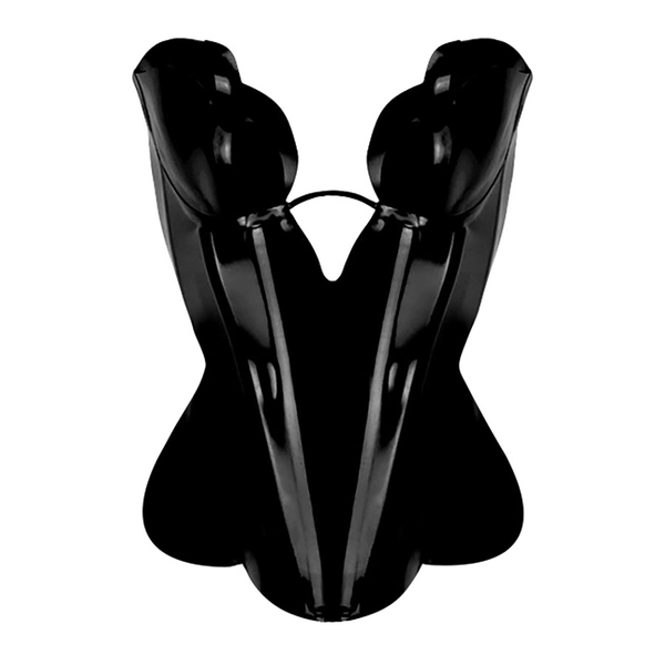 Latex Double Tulip Cup Corset w/ Scallop Hem in black