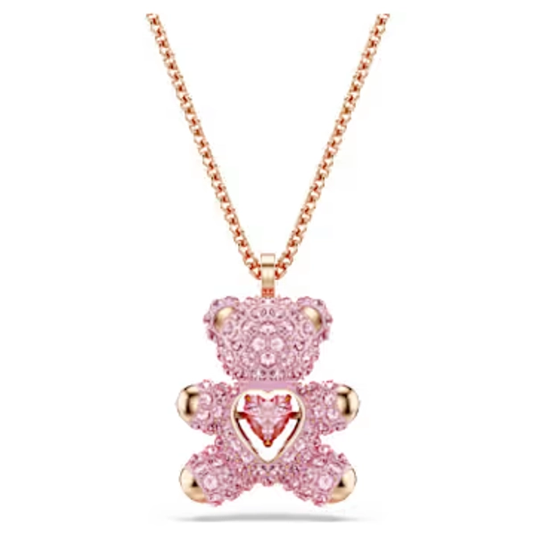 Swarovski | Teddy pendant, Pink, Rose gold-tone plated