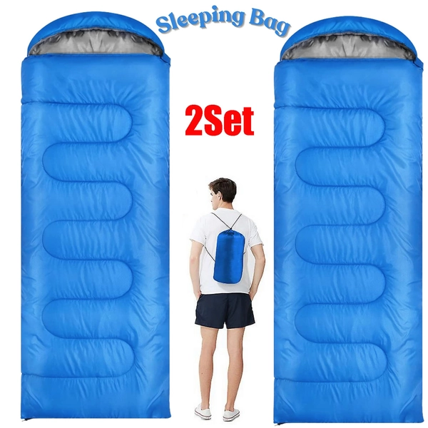 2Pc Portable Adult Sleeping Bag Thermal Waterproof Outdoor Winter Camping Hiking