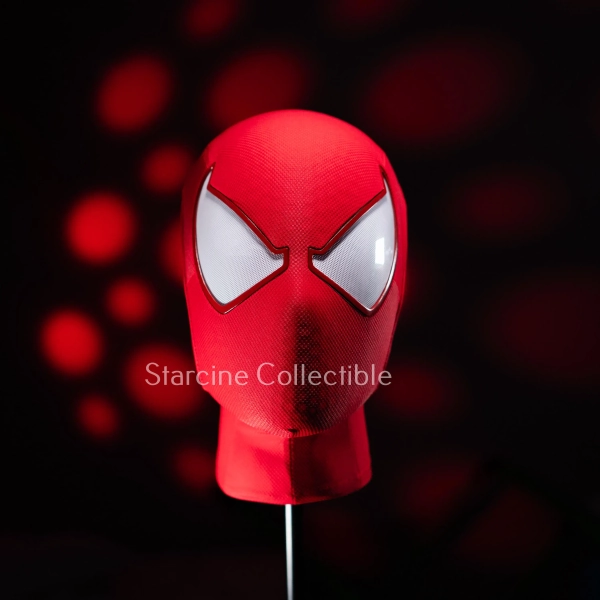Red Scarlet Insect Hero Mask, Embossed Spider Pattern Cosplay