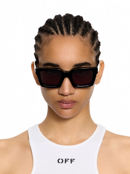 OFF WHITE Clip On Dark Grey Lens Sunglasses - Occhiali Da Sole Shiny Black O/s O/S