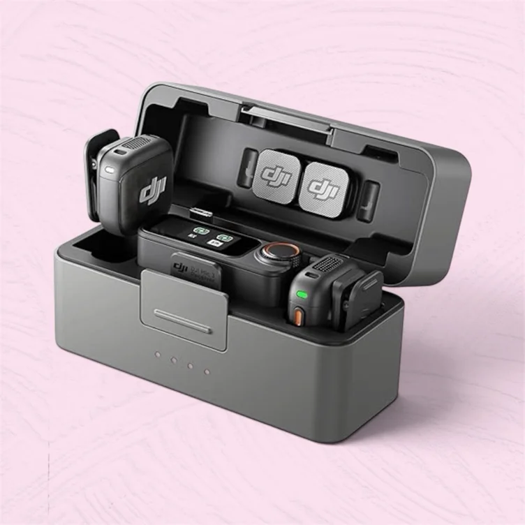 DJI Mic 3 (2 TX + 1 RX + Charging Case), Wireless Microphone for iPhone/Camera/Android, Ultralight, Adaptive Gain Control for Balanced Volume, Dual Band Anti-Interference, 28hrs Use, Vlog - DJI Mic 3 (2 TX + 1 RX + Charging Case)