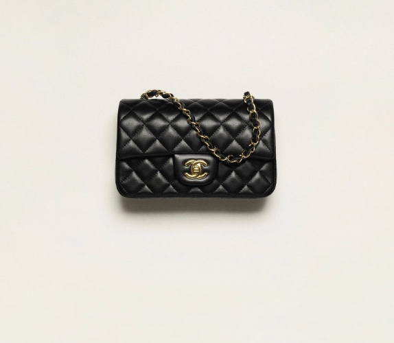 Mini classic handbag, Lambskin & gold-tone metal, black — Fashion | CHANEL