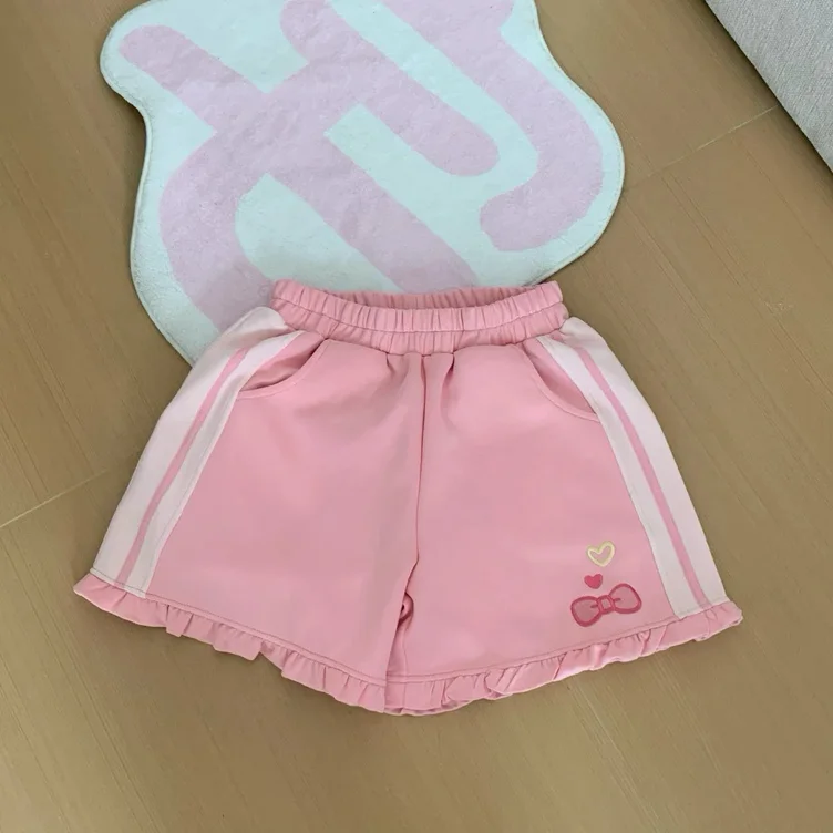 Shorts with Strawberry Embroidery