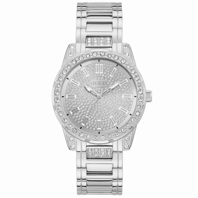 Guess Women's Stone Set Bezel Stainless Steel Bracelet Watch