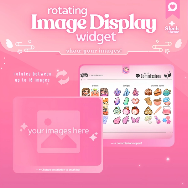 Image Display Widget | Customizable Colors, Cute Chat, Elegant Theme | Pastel Pink | Chat Box and Alerts for Twitch Streams