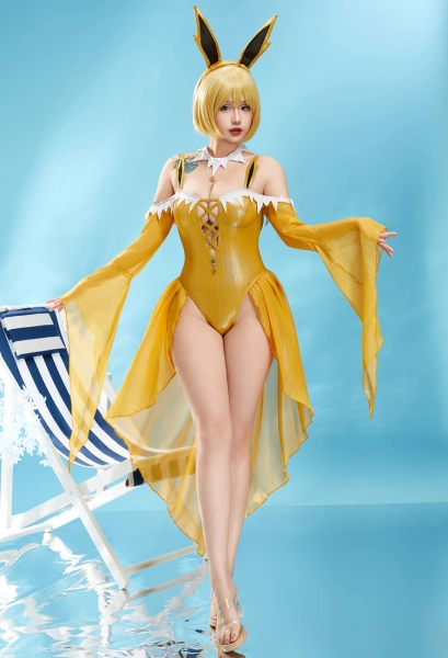 PM Derivative One Piece Swimsuit Deep V Cross Hollow One Piece Bathing Suit with Collar and Hairband