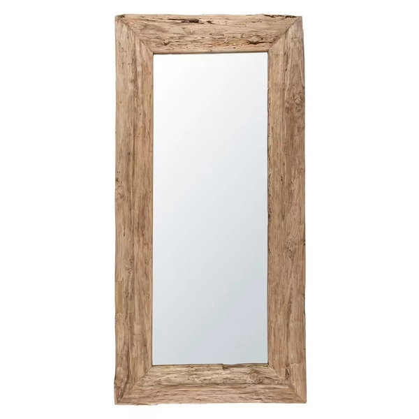 Espejo rectangular grande de madera de teca, 100x200 cm