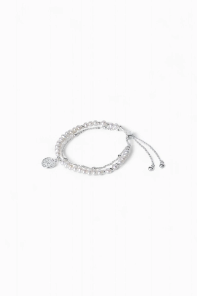 Retro Pearl Layered Bracelet - Silver