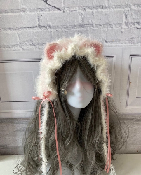 Fluffy Pink Cat Ear Headband: Handmade Knitted Cosplay Accessory - Etsy