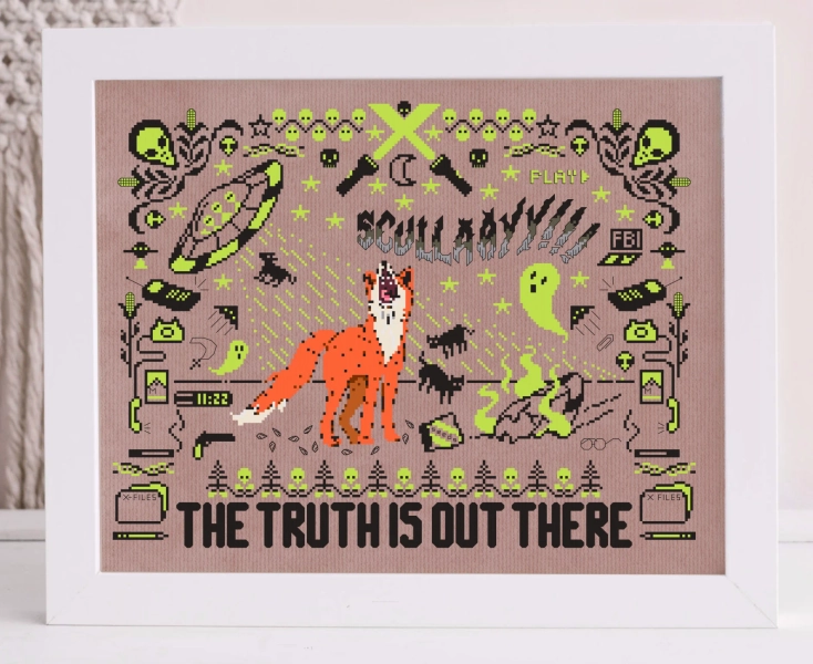 Fox Mulder Dana Scully X Files Parody Cross Stitch Pattern (Digital PDF)
