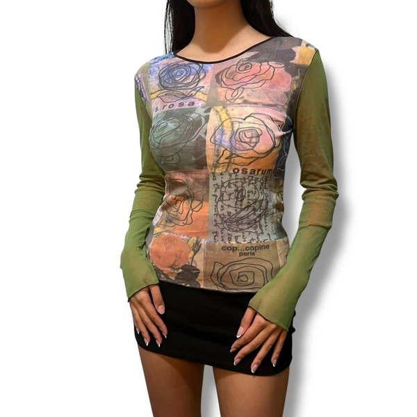 Cop Copine Abstract Flower Paint Top