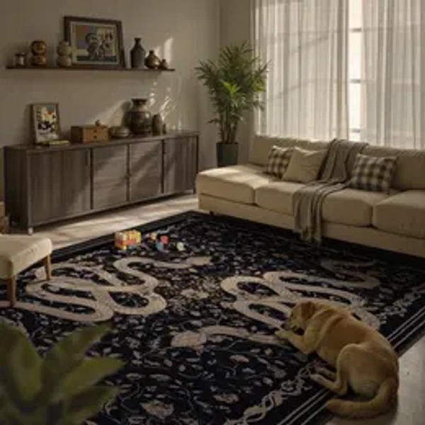 Lahome Washable Area Rug Large Snake Living Room Rugs, Soft Rug for Bedroom, Non-Slip Indoor Carpet for Dining Room Home Office