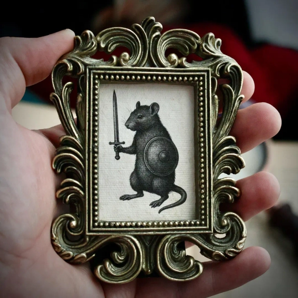 Mouse With Sword & Shield Baroque Mini Vintage Style Frame – Gothic Cottagecore Decor, Dark Academia Artwork, Victorian Inspired Oddity - Etsy
