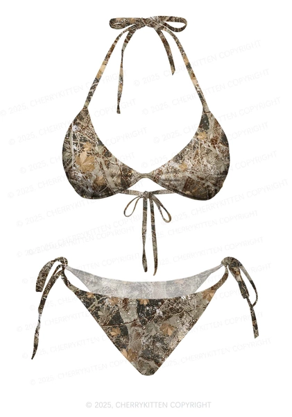 Maple Leaf Camouflage Y2K Print Bikini Set Cherrykitten