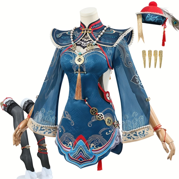 A Set of Cosplay Costume Featuring a Game Character, a Cute Little Zombie Vampire Daily Dress, Vintage Style for Adult, Perfect for Halloween Festivities