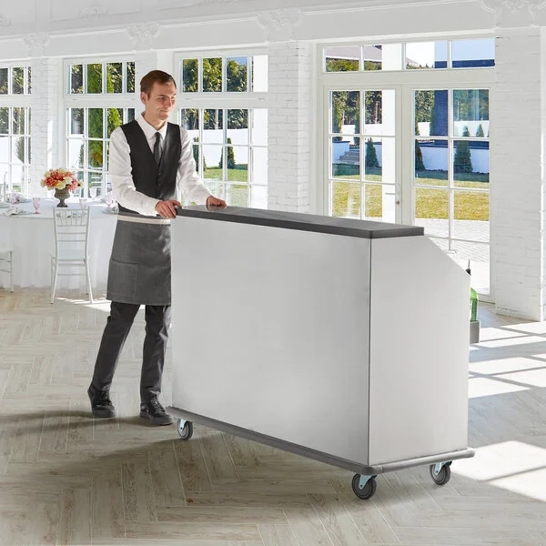 Regency 63" Standard Stainless Steel Portable Bar with Two Removable Speed Rails, Ice Bin, and Removable Ice Bin Cover