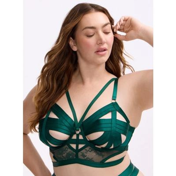 Strappy Vixen Elastic Cup Underwire Bra in Green