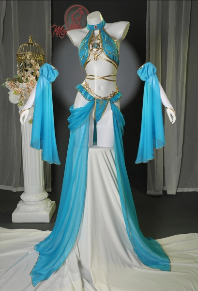 Princess Zelda Derivative Lngerie Set Halter Top and Panty with Thigh-High Socks and Gauze Skirt Cosplay Costume