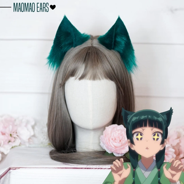 Maomao the Apothecary Diaries Cosplay Ears in Dark Green Faux Fur Cat Ears Fluffy Handmade Cat Ears - Etsy UK