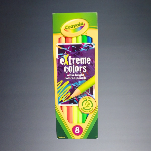 VINTAGE 2011 CRAYOLA 8pc EXTREME COLORS ULTRA-BRIGHT COLORED NON-TOXIC PENCILS