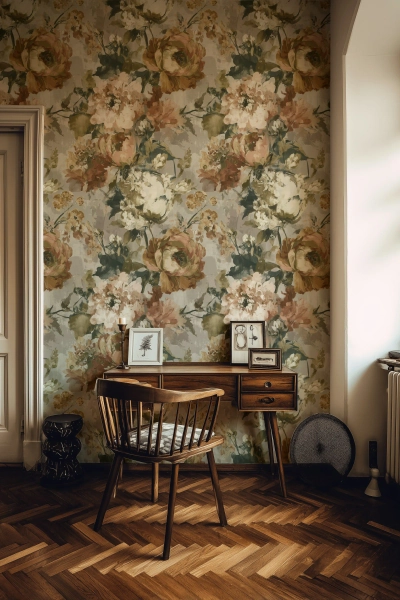 Lark Manor™ Floral Wallpaper Peel And Stick Vintage Mural Rustic Wall Decor | Wayfair