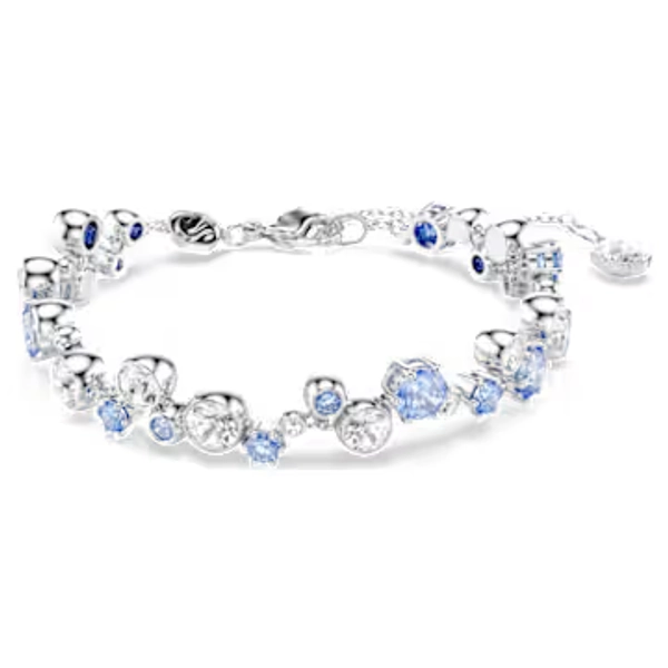 Constella bracelet, Mixed cuts, Blue, Rhodium plated