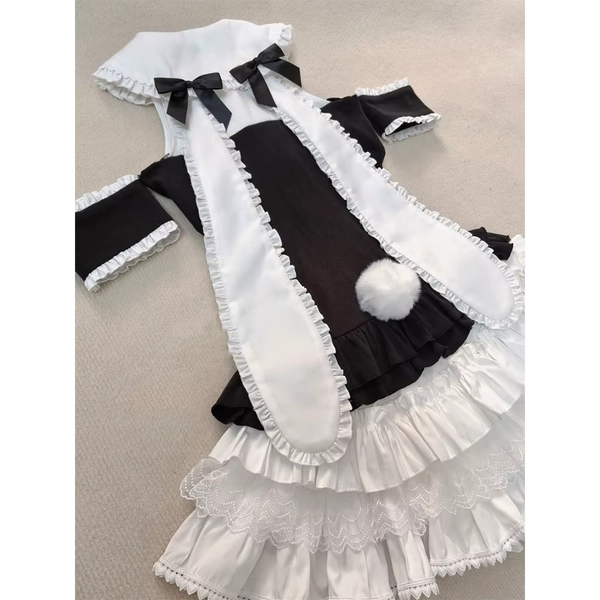 Cute Sweet Girl Short Sleeve Baked Cake Skirt Design Hanging Neck Dress Puffy Butterfly Knot Anti-Aging Pure Desire Style - AliExpress 200000345