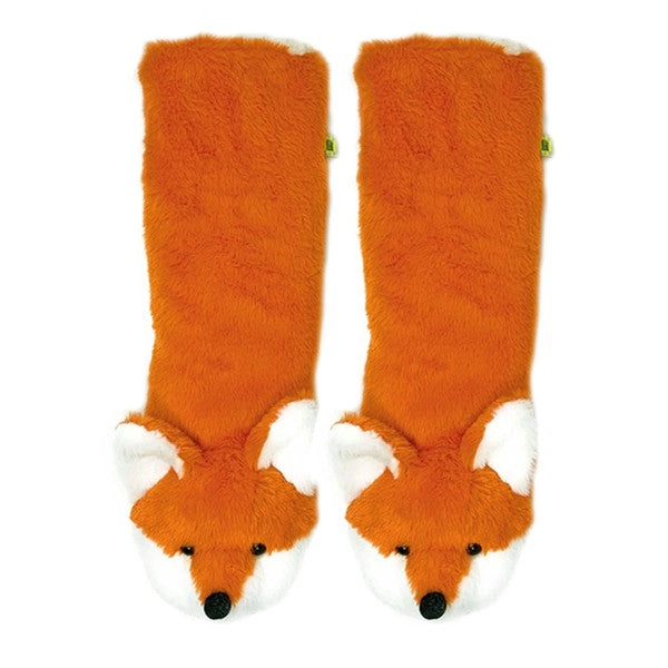 Fox Sakes - Women's Fluffy House Slipper Socks - Orange / WS