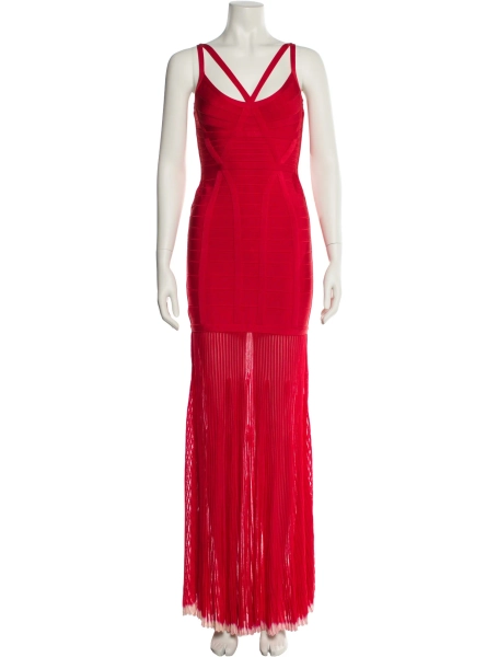 V-Neck Red Dress