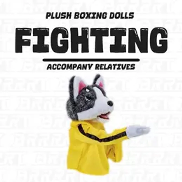BRRRRT Kung Fu Husky Boxing Dog Punching Stuffed Hand Puppet, Kung Fu Animal Toy Husky Gloves with Sounds and Boxing Action