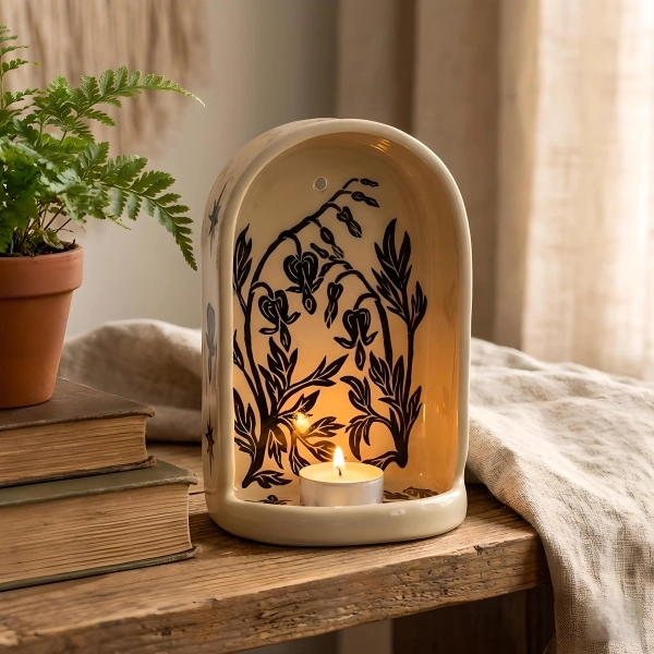 Vintage Ceramic Bowl Floral Altar Decor Artisan Pottery Gift for Mindful Spaces