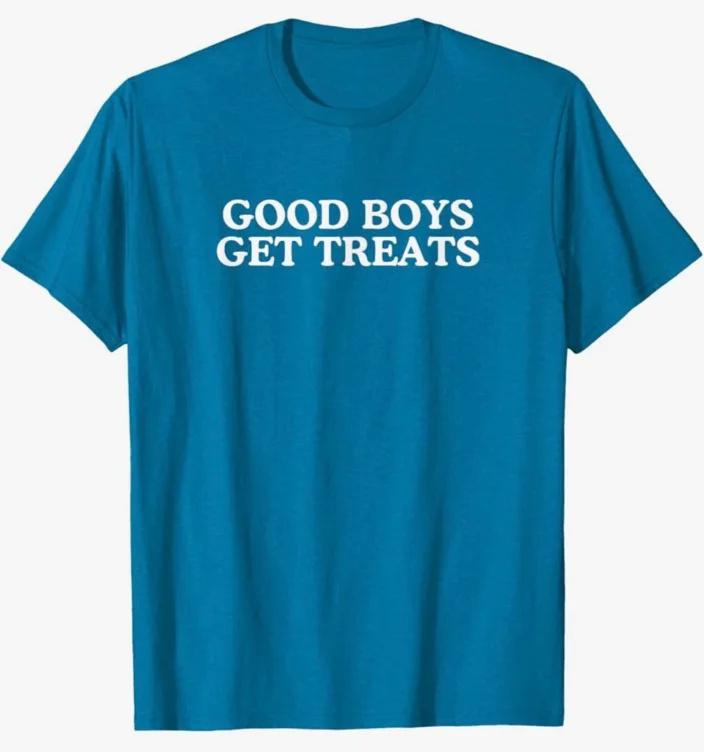 “Good boys get treats” t shirt, blue 