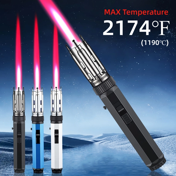 TEMU Big Flame , Bright Lighter Big Jet Flame Lighter With Safety Lock & Switch Lock, Adjustable & Windproof Fire Starter Lighters With Big & Gas