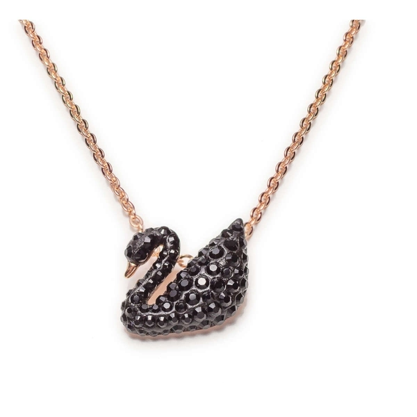 Swarovski Iconic Swan pendant Swan Small Black Rose gold-tone plated 5363393