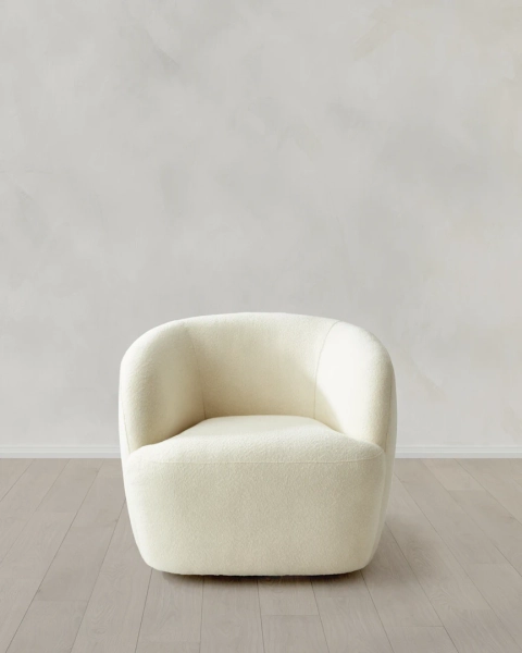 Boucle Swivel Chair in Ivory