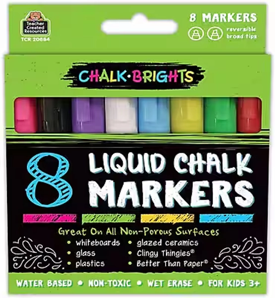 Teacher Created Resources - Chalk Brights Liquid Chalk Markers, 8/Pack (TCR20884)
