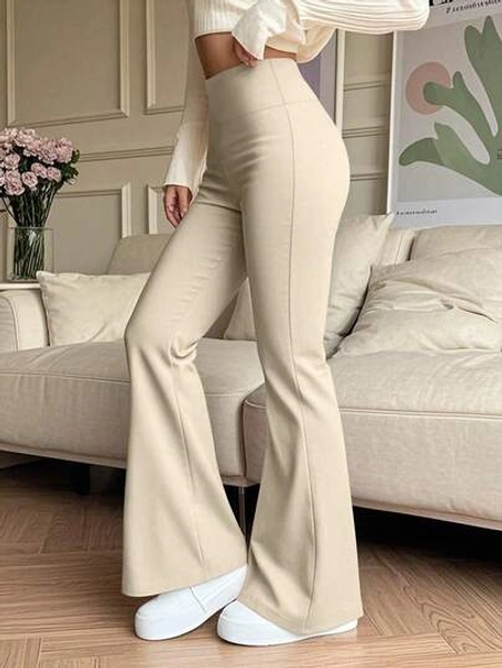 Solid Color High Waist Stretch Flared Pants Sports Yoga Pants Compression Leggings Running Fitness Pants, Spring And Summer Breathable Quick-Drying Sports Trousers, Women's Leggings, Women's Clothing