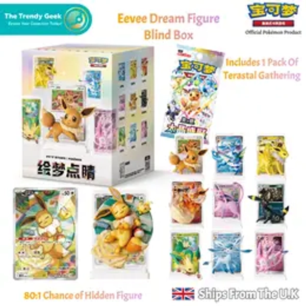 Pokémon Eevee Dream Painting Vol 3 Figure Blind Box | S-Chinese | Includes Terastal Gathering Booster Pack | Sealed | UK
