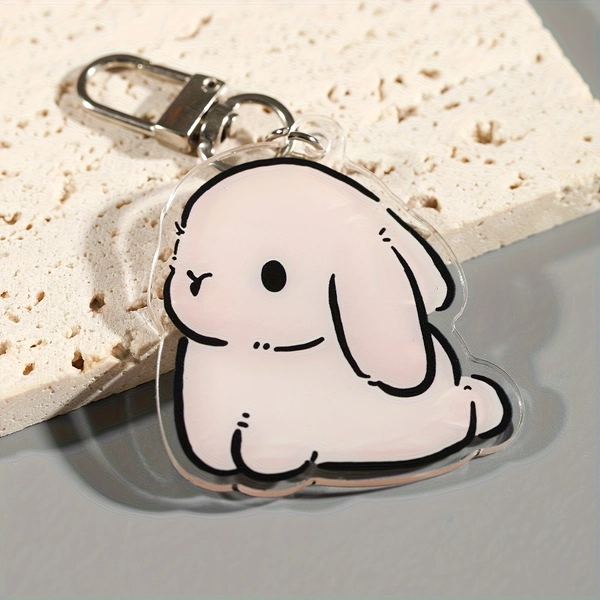2D Flat, Cute Bunny Acrylic Keychain Accessories Bag Charm Cute Backpack Pendant Keyring Gifts for Friends