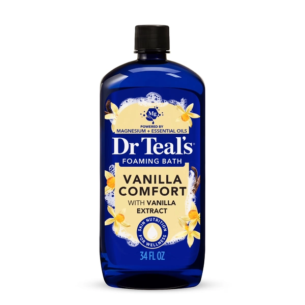 Dr Teal's Vanilla Comfort Foaming Bath with Pure Epsom Salt, Vanilla, Ginger & Cardamom Essential Oils, 34 fl oz - Walmart.com