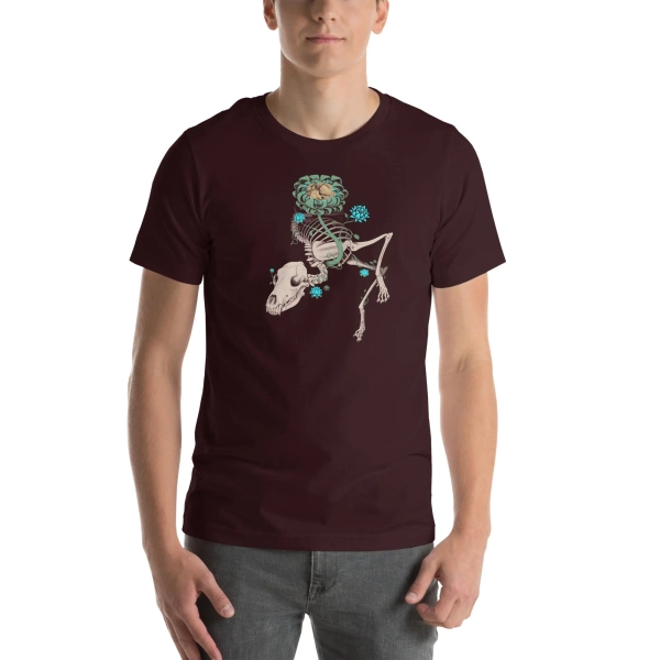 Coyote Skeleton Dream T-Shirt - Floral Skull Graphic Tee