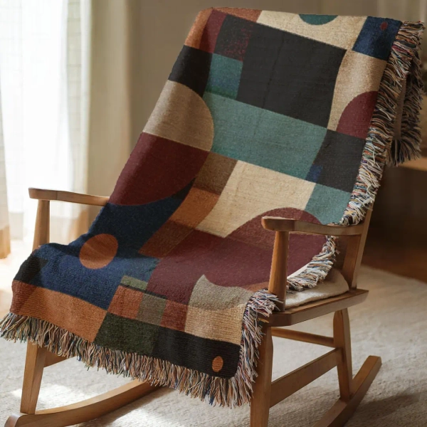 Mid Century Geometric Throw Blanket, Retro Color Block Woven Decor, Bauhaus Modern Art Bedding, Couch or Bed Statement Blanket - Etsy