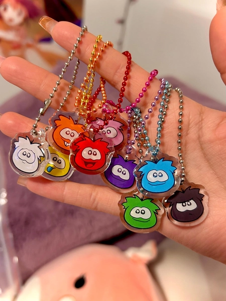 Puggle poofle colourful epoxy acrylic keychain | video game penguin igloo nostalgia y2k scene kawaii cute club
