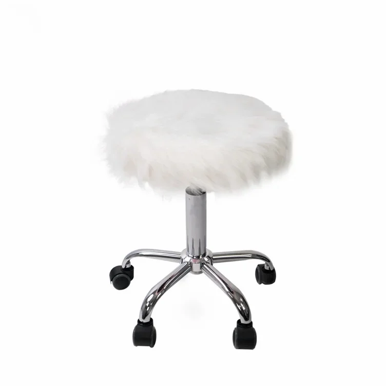Momo Faux Fur Vanity Stool | Pink
