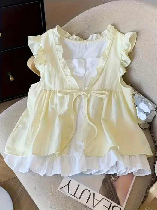 womens elegant v neck sleeveless blouse light button front - Temu