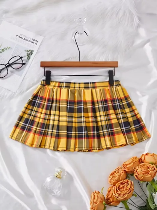 mini jupe à carreaux colorés  femmes | temu Temu Canada