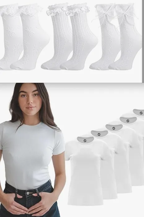 White socks and tight white tshirt