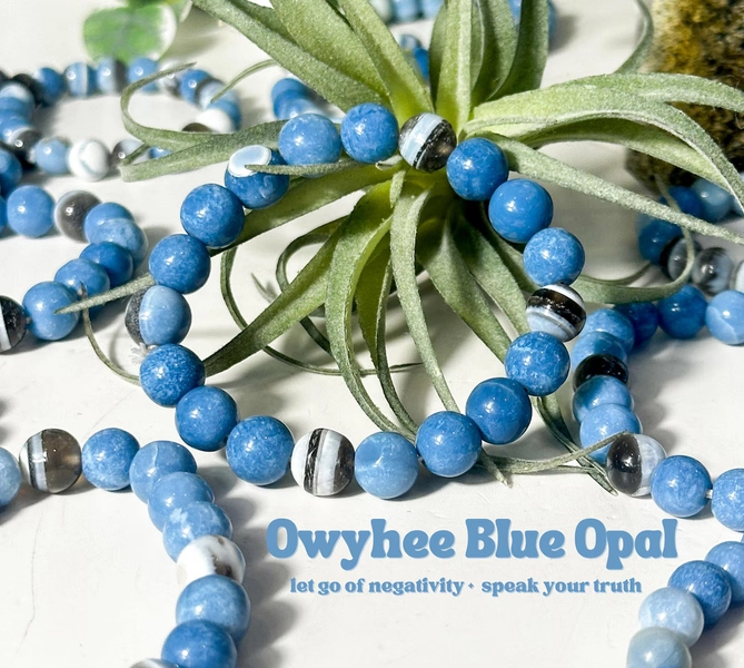 Handmade Blue Opal Bracelet: Gemstone Jewelry, Calming Vibes - Etsy
