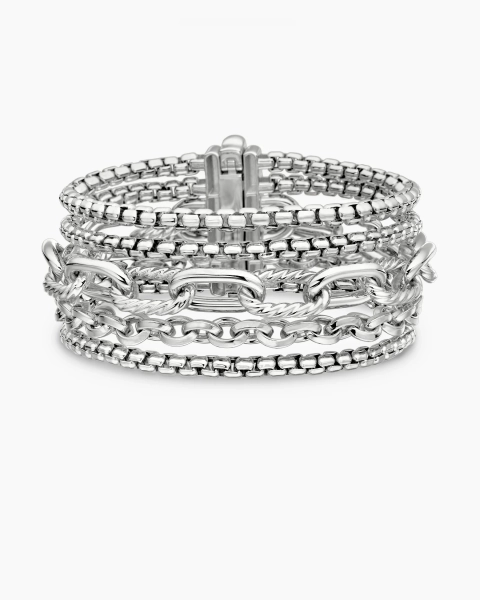 Multi Row Chain Bracelet in Sterling Silver, 29mm